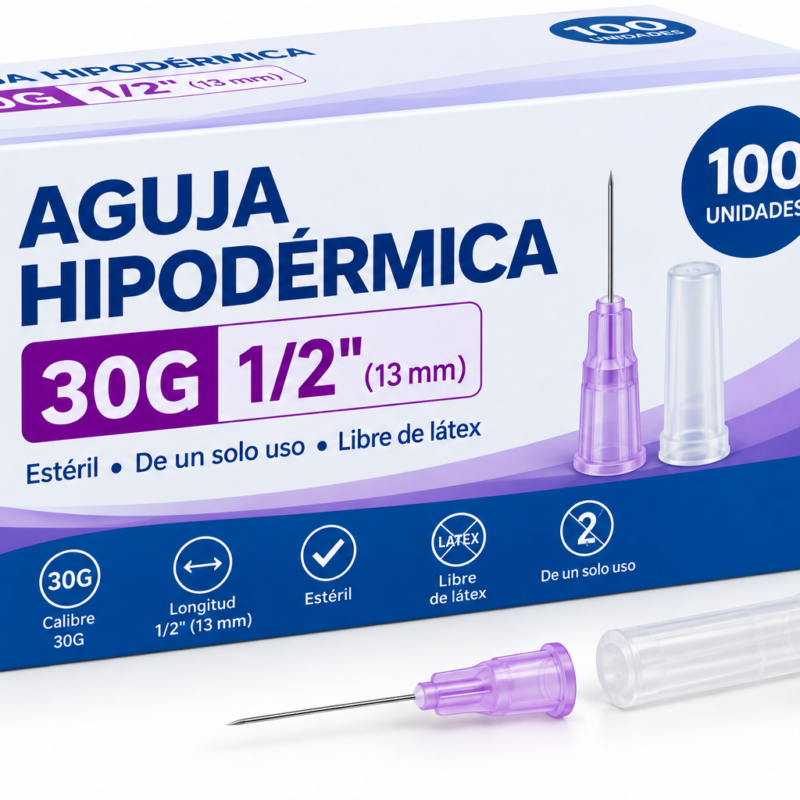 AGUJA HIPODERMICA 30G X 1/2"